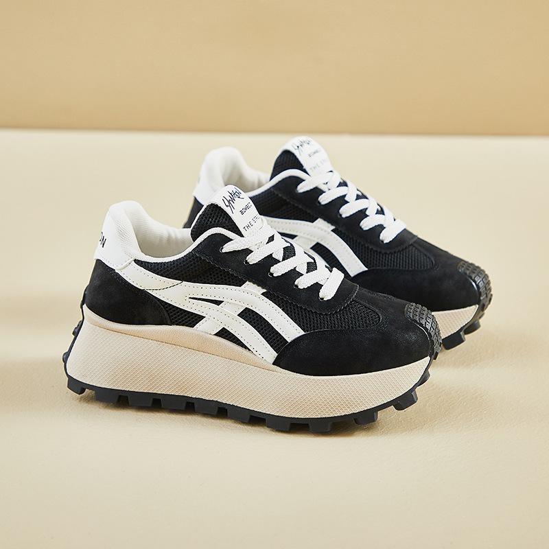 

инс новые туфли Форрест Гамп женские весенние студенческие беговые спортивные на платформе увеличивающие рост повседневные HL 40 бежевый