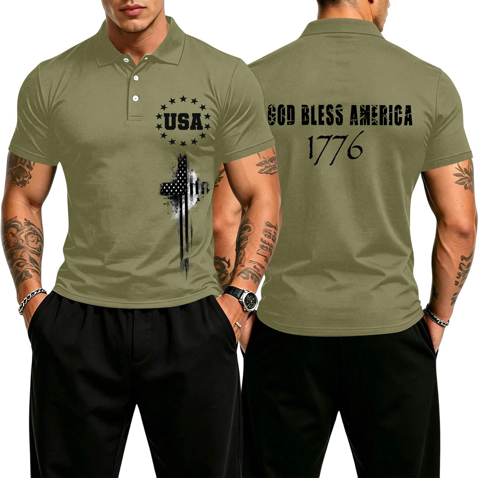 

Men s Casual Gradient Polo Shirt Short Sleeve Button Down Collar Soft Fabric Breathable Lightweight Summer Top L армия зеленый
