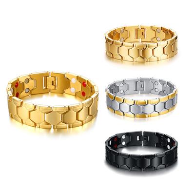 Stainless Steel Black Germanium Magnetic Chain Link Bracelet for Women Men Health Care Energy Jewelry Snoring Bracelet