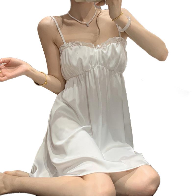 Court Style Sweet And Cool Ice Silk Nightgown Women'S Summer Casual And Comfortable Loungewear Can Be Worn Outside