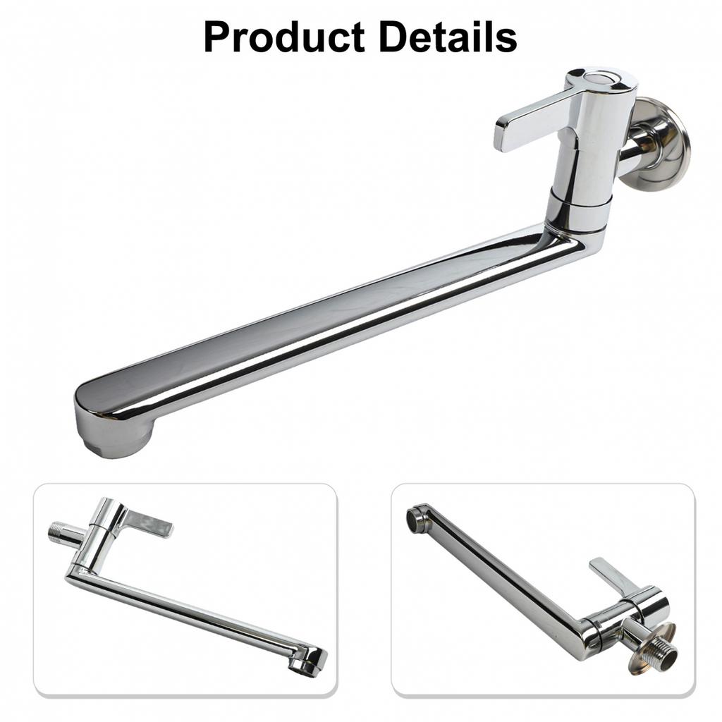 Extendable Wall Mounted Faucet Made of Stainless Steel for Cleaning Tasks