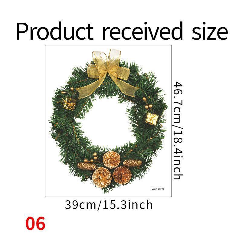 New Christmas Wreath Stickers Santa Claus Glass Window Stickers for Door Wall Decoration Wall Stickers Self-adhesive Home