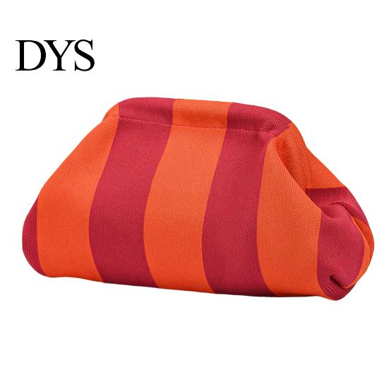 Women Clutch Purse Woven Striped Purse, Large Capacity Kiss Lock Cosmetic Bag Pouch, Summer Beach Vacation Evening Dumpling