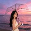 Dual-Use Clear and Frosted Umbrella: 8-Rib Transparent & 16-Rib Frosted Long-Handle Umbrella for Adults and Children with Custom Branding Options