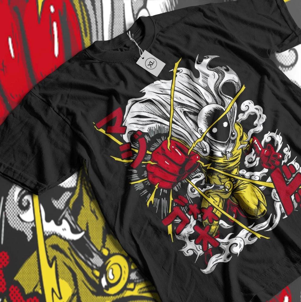 Anime One Punch Unisex Saitama Punch Black Tshirt S