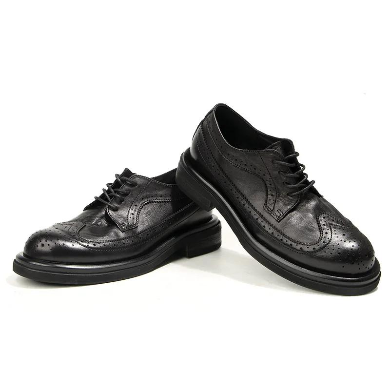 Italian Retro Soft Leather Mens Shoes Leather Brogues Business Luxury Handmade Genuine Leather Man Wedding Formal Shoes for Men