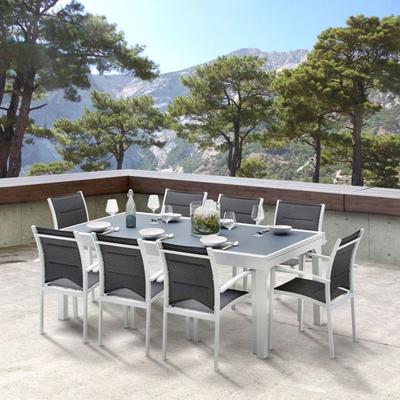 Garden Furniture Set Modulo T 8/12 + F 8 Full Glass White Wilsa Garden