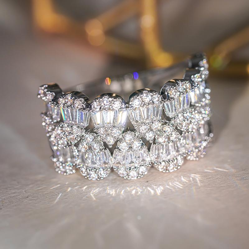 Huitan Aesthetic Design Women Ring Full Sparkling CZ Party Daily Versatile Accessories Fashion Engagement Elegant Lady Jewelry