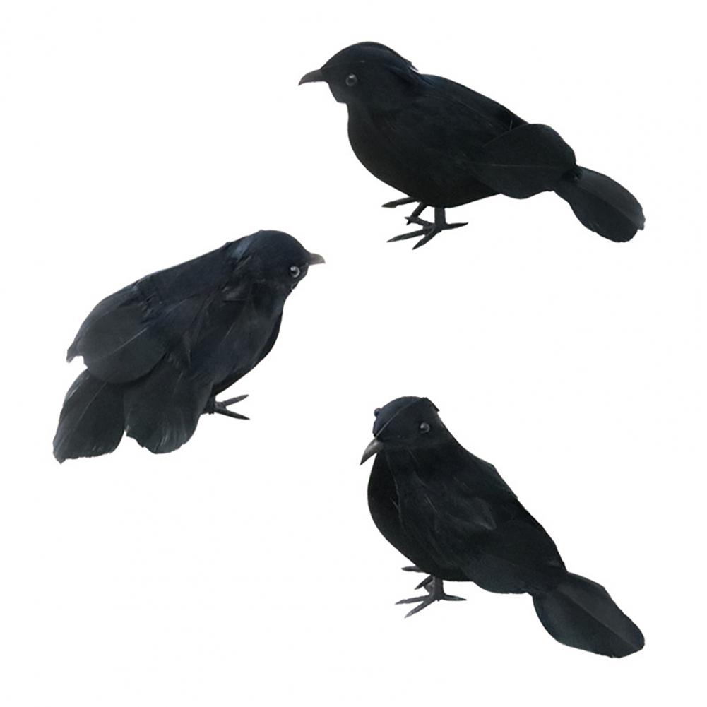 Halloween Crow Decorations Realistic Crow Props Realistic Feathered Crow Decorations for Halloween Handmade for Yard Outdoor