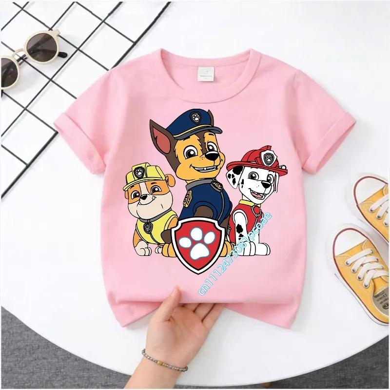 Hot Paw Patrol Kids T-shirts Kawaii Cartoon Character Printed Shirts Cute Boys Girls Casuals Tops Summer Birthday Clothing Gift