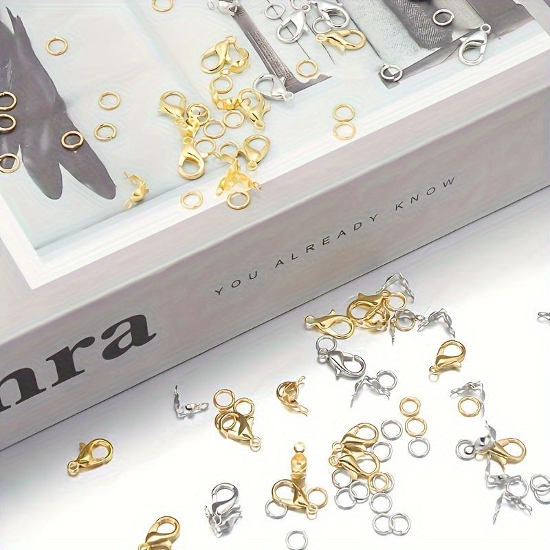 340pcs/box Massive Jewelry Making Starter Kit Premium Stainless Steel Lobster Clasp, End Pleat, and Essential DIY Craft Supplies