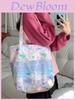 Trendy Street Style Pink Floral Tote Bag With Soft Cotton Fabric And Spacious Design