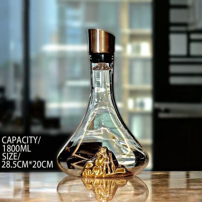 Crystal Glass Golden Mountain Waterfall Wine Decanter