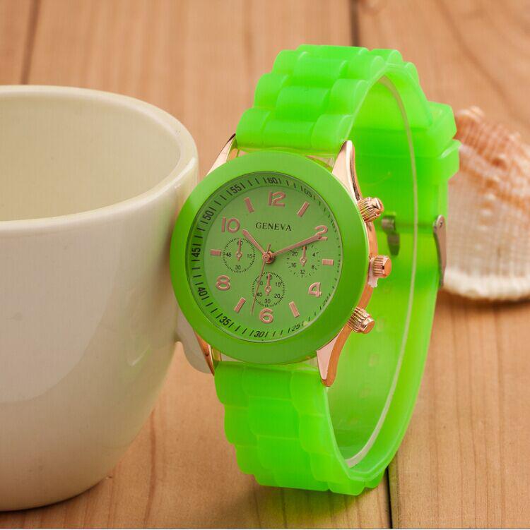 Geneva Three-Eye Silicone Watch: Fashionable Style for Ladies