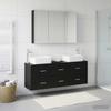 Bathroom Furniture Set 4 pcs Black Oak Engineered Wood and Glass