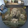 Lions Round Area Rug,Carpet Rug for Living Room Bedroom Sofa Playroom Decor,Non-slip Floor Mat