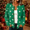 Women's Casual Polka Dot Print Long Sleeve Knit Cardigan Button Front Sweater Coat for Fall