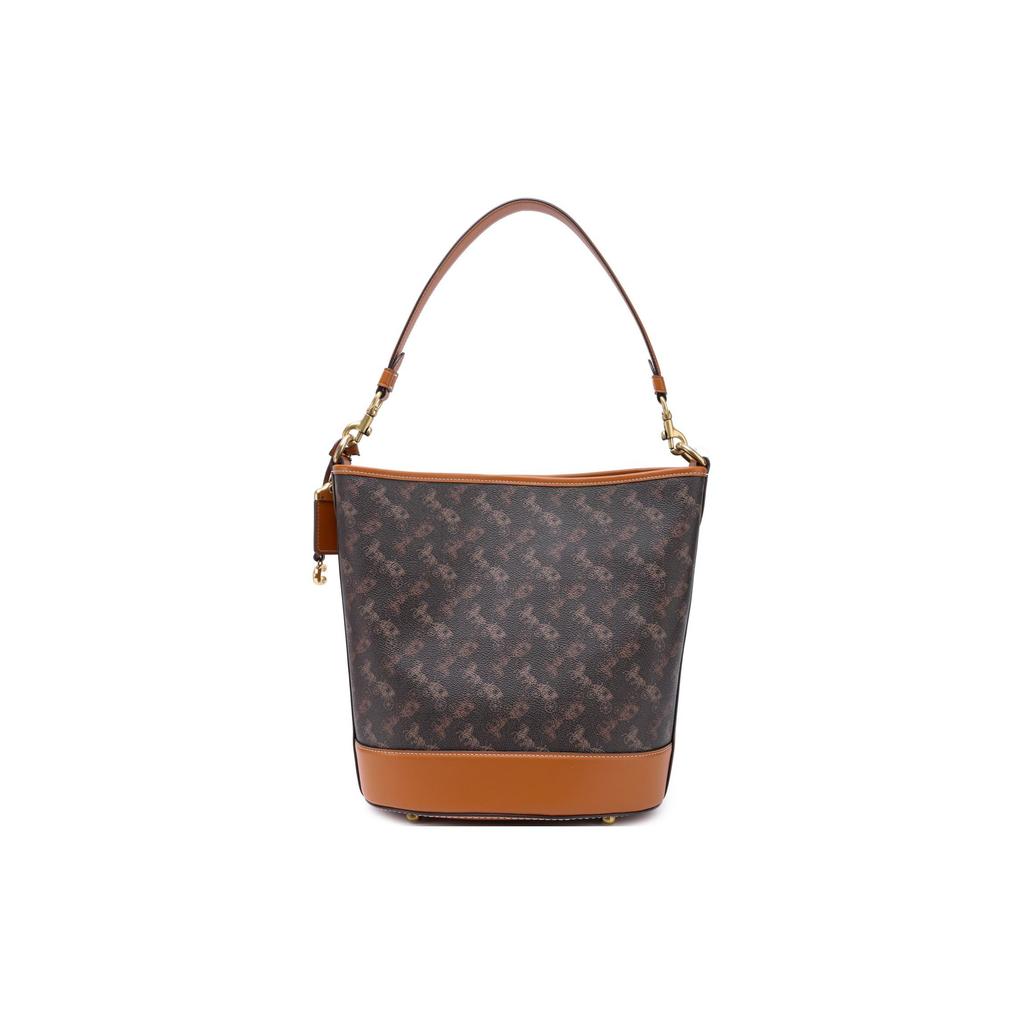 Coach Dakotah 34 Carriage Pattern Interior Zipper Pocket Coated Canvas With Fine Calfskin Bucket Bag Tote Shoulder Crossbody Bag Large CH733-B4TXN