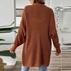 Women's Long Sleeved Solid Color Medium Length Knitted Cardigan Jacket Sweater Knitted Sweater