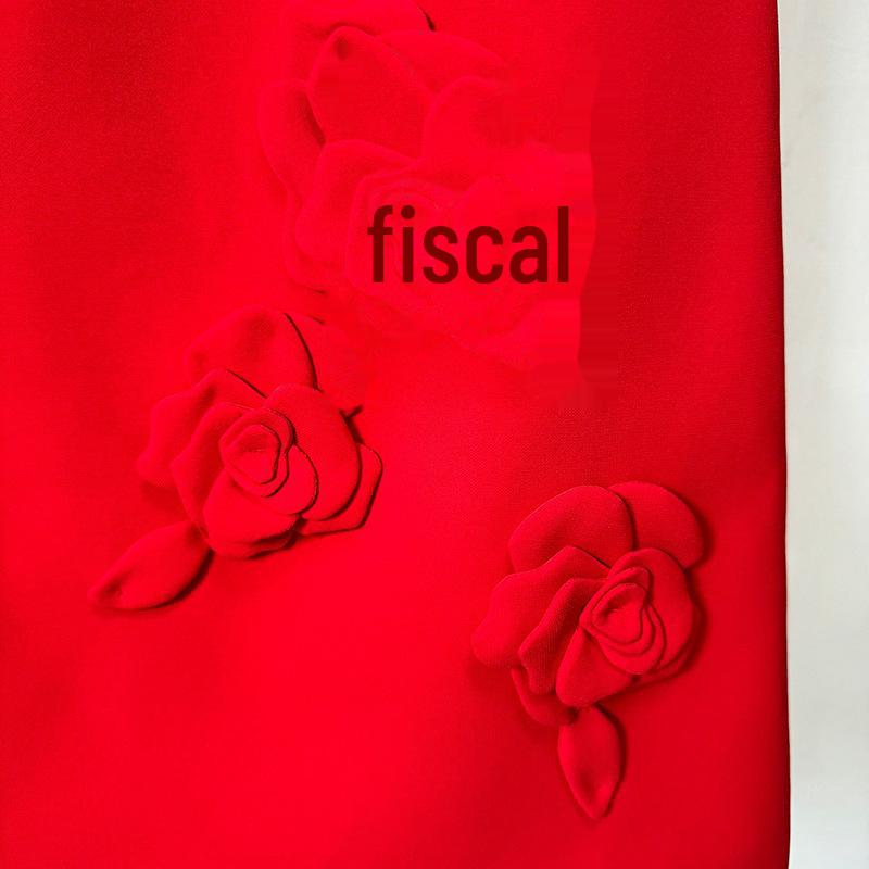 2024 European & American 3D Floral Short-Sleeve Dress