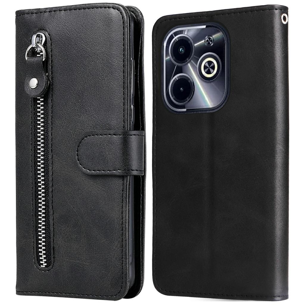 Zipper Wallet Case for Infinix Smart 8 Plus/Smart 8 Pro 4G/Smart 8 4G/Hot 40i/TECNO Spark 20/Spark Go 2024 4G Leather Cover