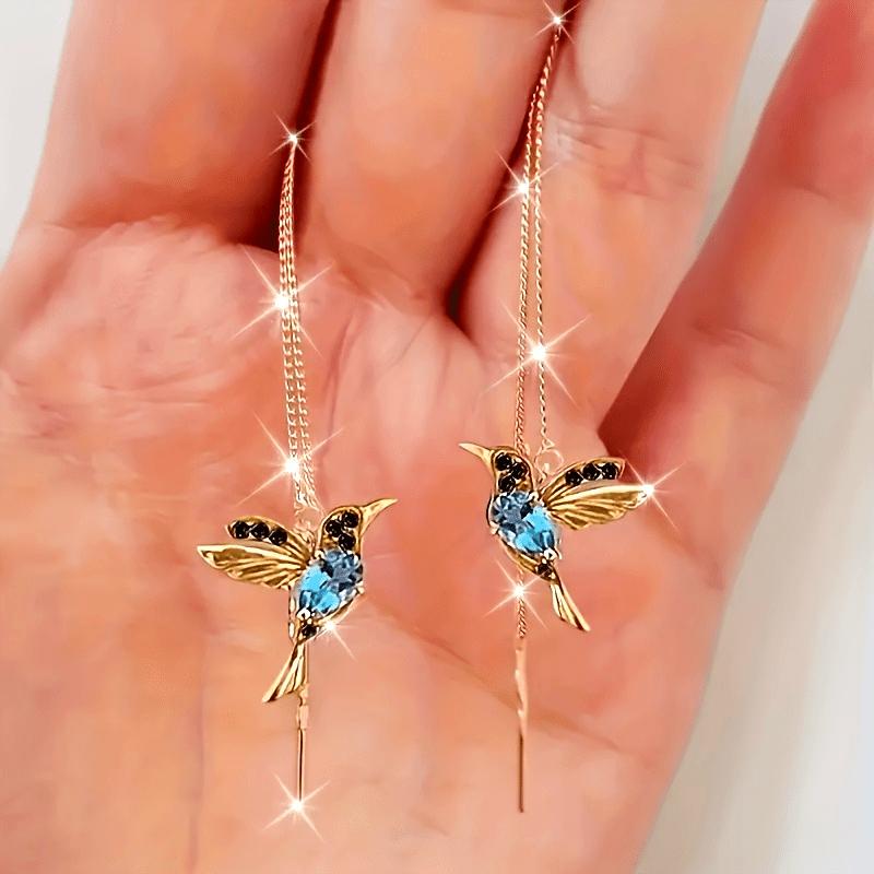 Hummingbird Tassel Earrings for Women, Animal Themed Pendant Dangle Earrings, Daily Wear Wedding Guest Jewelry Gift