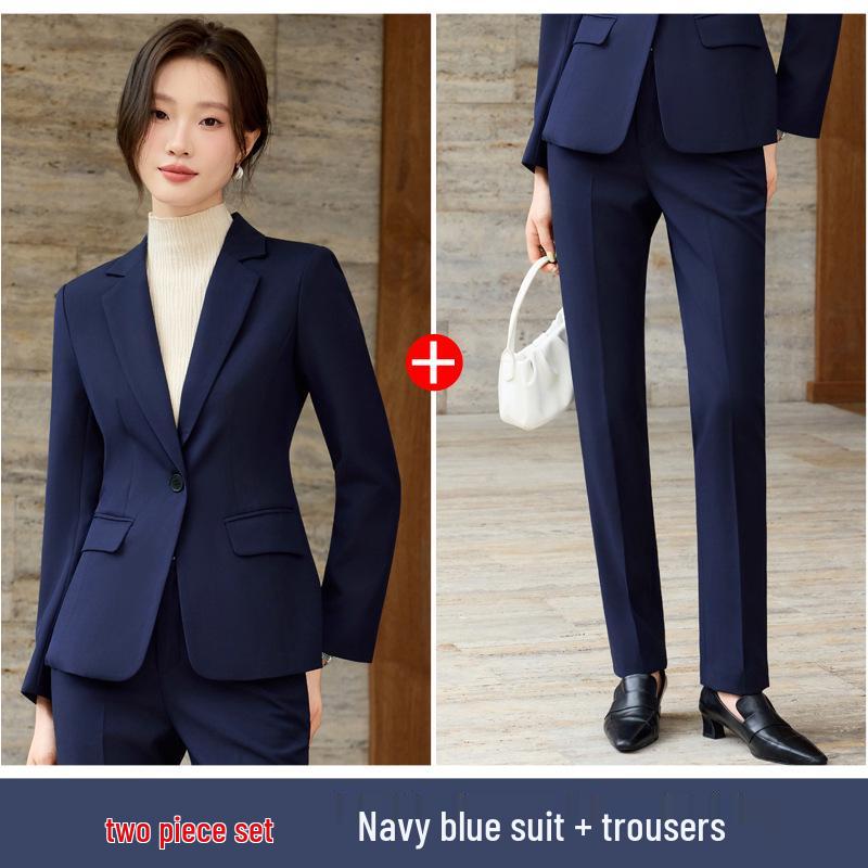 Women's 2025 Gray Wool High-End Professional Suit Set for Hotel Front Desk and Jewelry Store Workwear