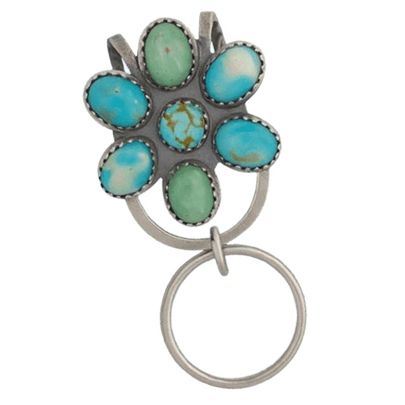 Bohemian Style Turquoise Flower Keychain Holder Women Bag Charm Clip Car Key Organiser Accessory Ornament