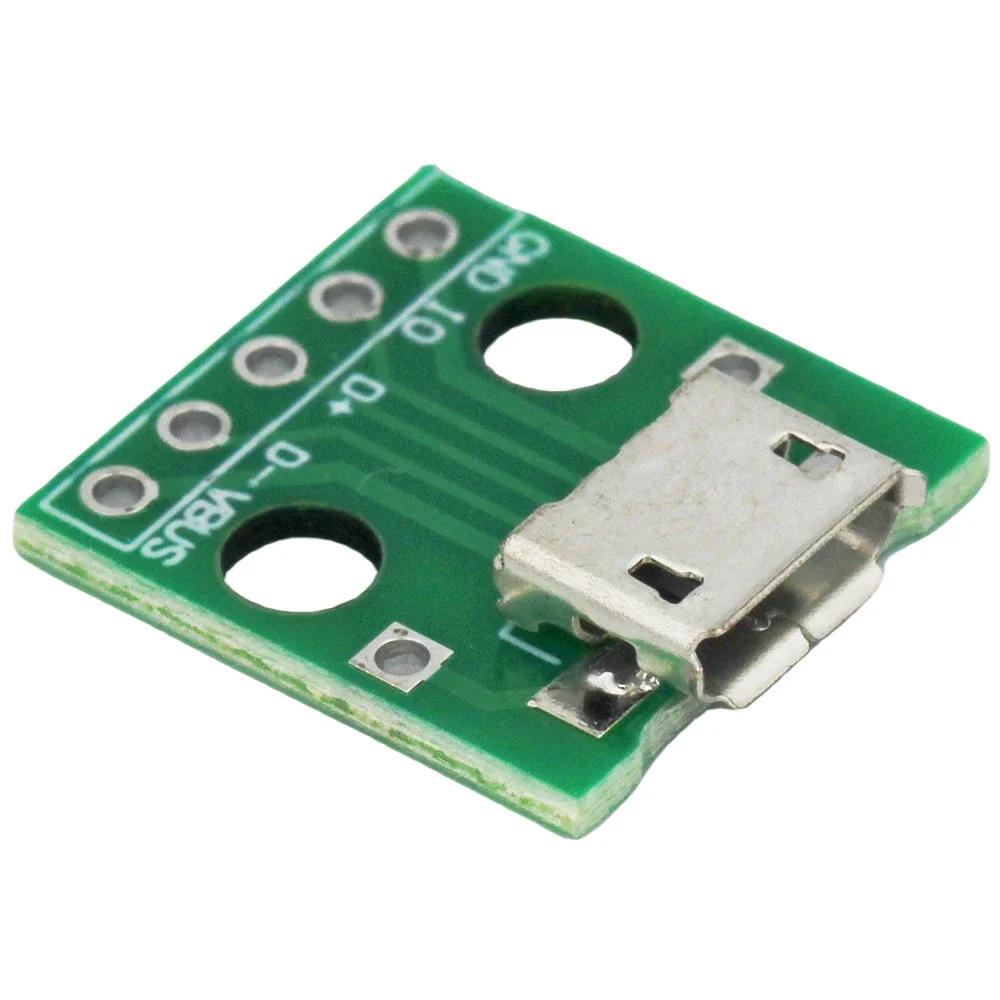 1pcs MICRO USB To DIP Adapter 5pin Female Connector B Type PCB Converter Pinboard 2.54 Breadboard Switch Board SMT Mother Seat