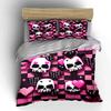 Pink Skull and Heart Bedding Set Bedding Duvet Cover Set Duvet Cover Pillowcases (1 * Duvet Cover 2 * Pillowcases, Without Duvet Insert)