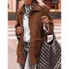 Lamb Wool Coat for Women Long Sleeves Turndown Collar  Medium Length Cotton Jacket Solid Color Warm Comfortable Autumn and Winter