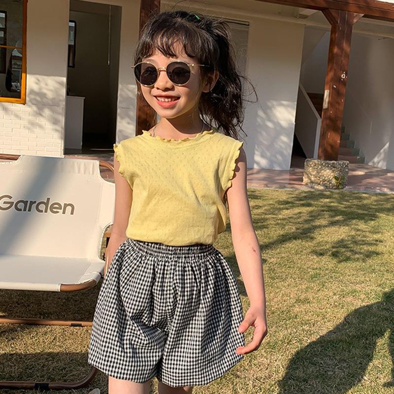 Dziewczynek Casual Fresh Cool Podkoszulek Dziecięcy Bez Rękawów Jednolity Kolor Topy Słodka Mała Najniższa Koszula