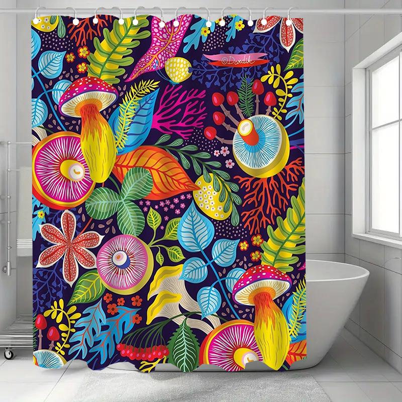 Red Roses Washable Dirt-Resistant Shower Curtain Shower Head Waterproof Polyester Bath Curtain For Home Decor Accessories