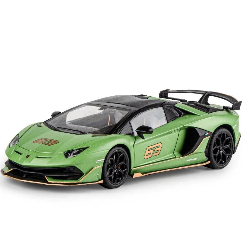 Large Size 1/18 Lamborghini Aventadors SVJ 63 Alloy Sports Car Model Diecast Metal Toy Racing Car Model Simulation Sound and Light Kids Gift