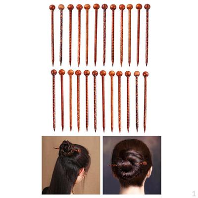 24Pcs Retro Style Women Lady Chinese Wooden Hair Pin Chopsticks Stick Clip Accessories