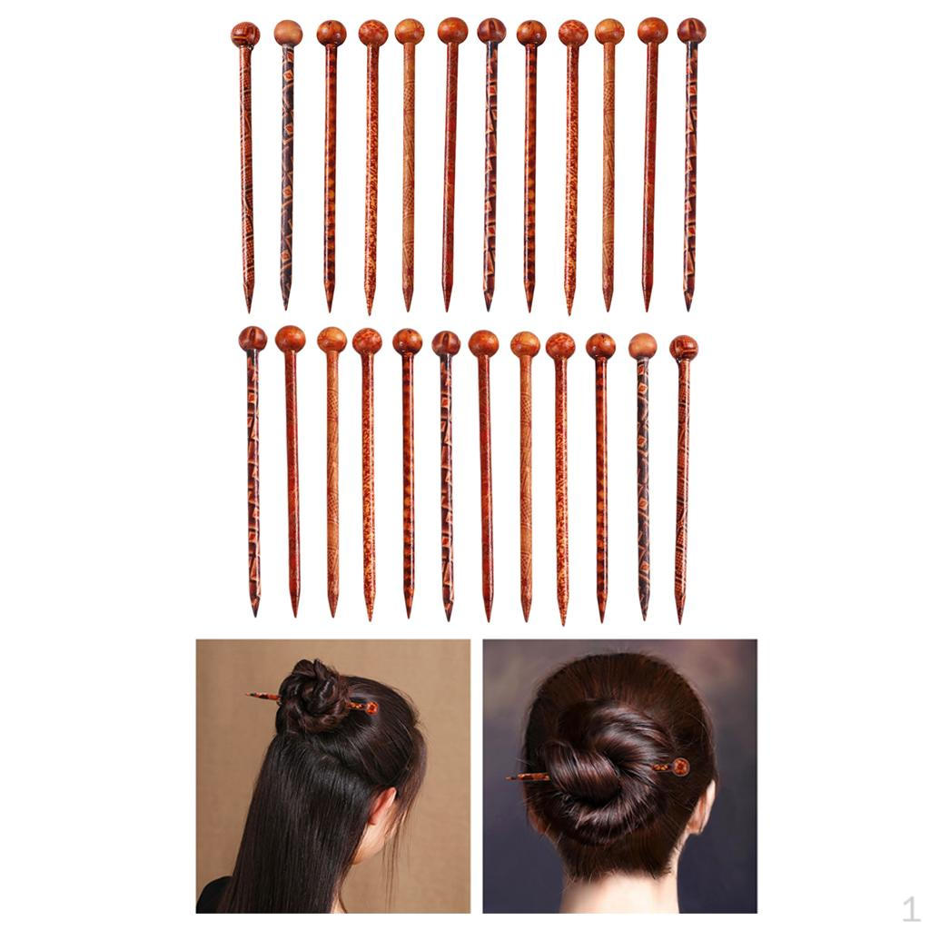 

24 шт. Ретро стиль Женский Китайский Деревянный Заколка для волос Палочки Клип Аксессуары