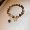 Vintage French Style T-Shaped Pearl Buckle Heart Bracelet for Women