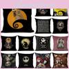 Nightmare Before Christmas Cotton Linen Throw Pillow Case Sofa Cushion Cover Home Decor