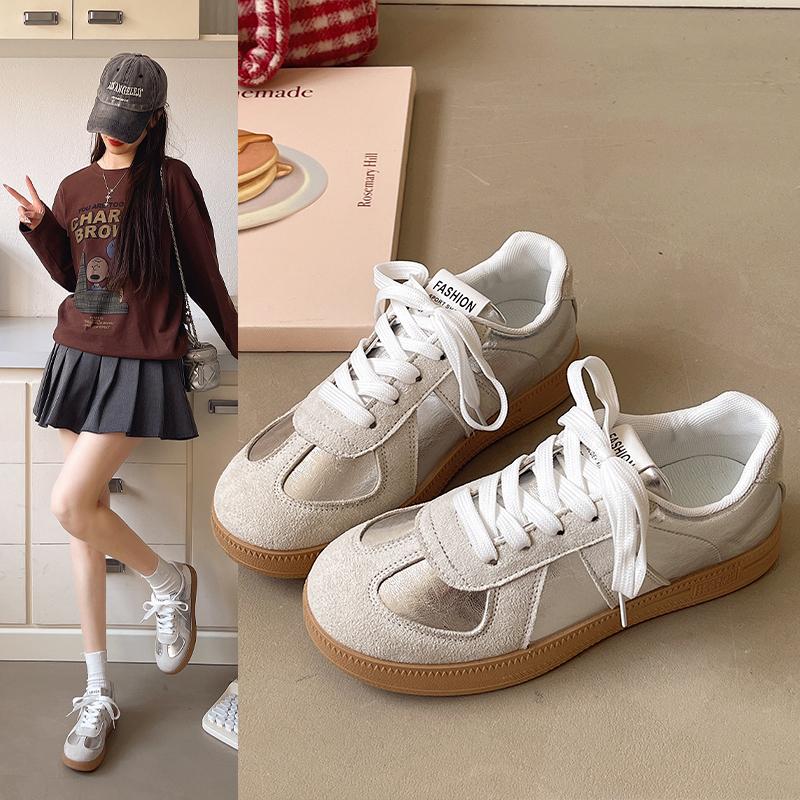 

Модные женские кроссовки Новая мода Круглый носок Повседневная шнуровка Обувь для женщин Лоскутная ретро Уличные плоские кроссовки Женские Zapatos De Mujer 35 белый