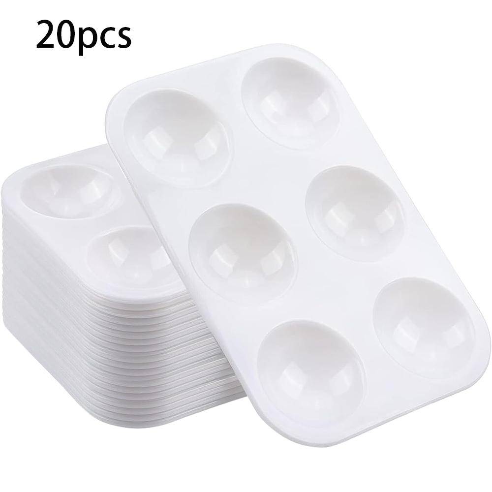 

20 шт. Белая пластиковая палитра для краски 6 ячеек Палитра для акварели Прямоугольный лоток для краски Палитра для смешивания краски