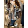 Eco-Friendly Lamb Wool Fair Isle Print Warm Retro Coat