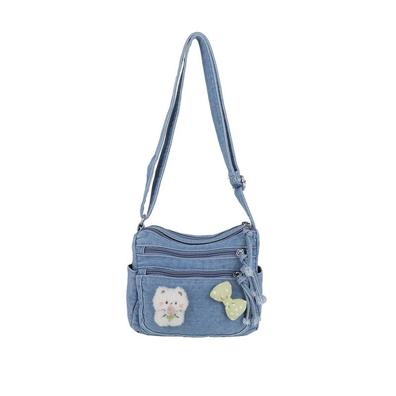 Jeansstofftaschen - Mehrere Fächer, Modisch für den Weg zur Arbeit, Lässig für Reisen, Einzelne Umhängetasche