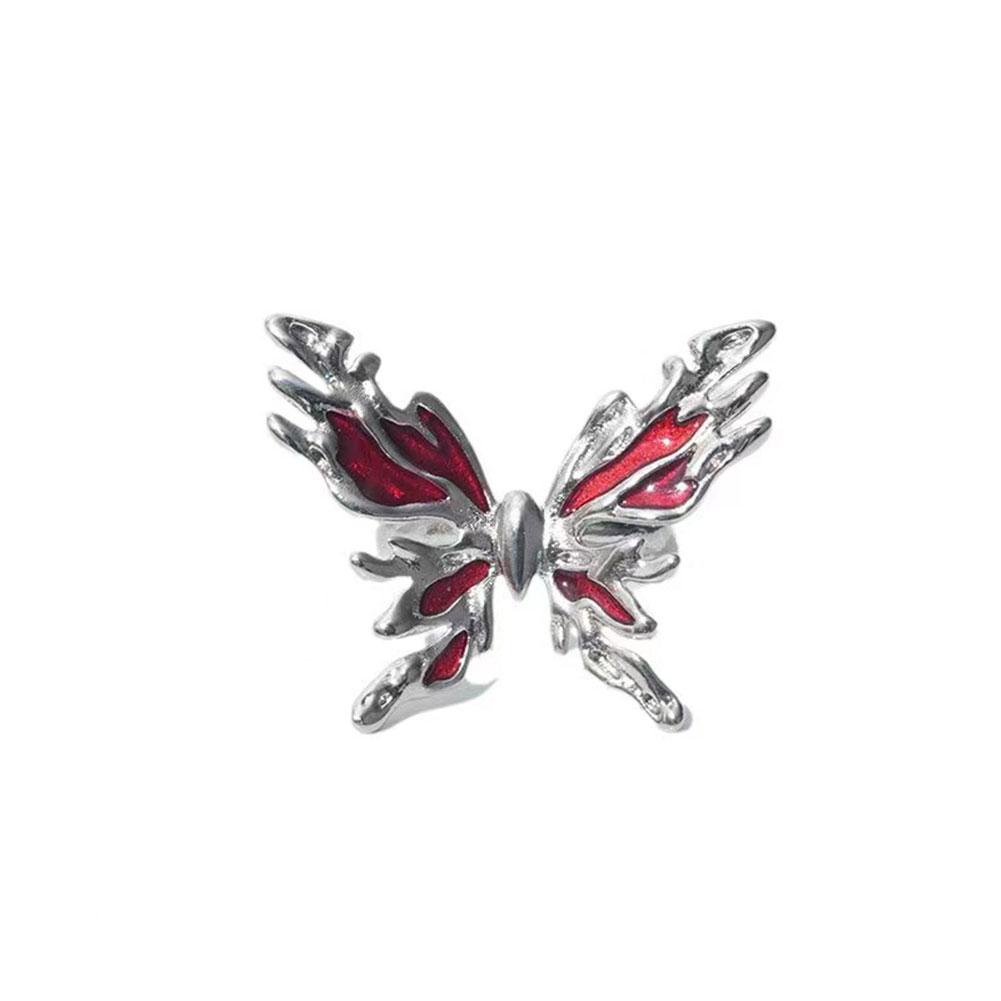 1pc Punk Cross Butterfly Irregular Red Crystal Glass Heart Aesthetic Rings for Women Y2K Gothic Animal Spider Ring Creative Jewelry