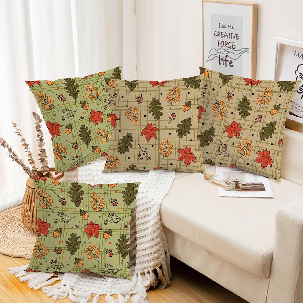 Autumn Leaves Oak Berry Pattern Decorative Throw Pillows Polyester pillowcase, sofa decorative cushion cov Headboard Pillow