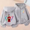 Kinder Reißverschluss Stil Buchstaben CR7 Rosa Strickjacke Kapuzenpullover Sweatshirt Mädchen Junge 3-12 Jahre Freizeit Mode Trend Oberteil Sportjacke Kleidung