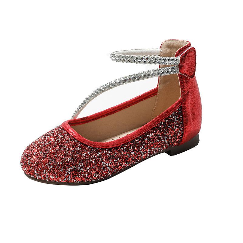 

Newest Spring Autumn Children Fashion Glod Silver Red Princess Casual Performance Dance Leather Shoes Kids Baby Flats A 25