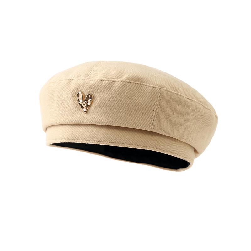 

Корейская версия берета «Любовь» Весенне-осенний стиль Инс Мягкий темперамент Универсальная модная шляпа художника Подчеркивающая лицо Маленькая шляпка для женщин One Size