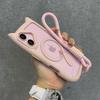 Pink Cat Ears iPhone 16/16 Pro Max Case with Magnetic Cat Tail, Transparent