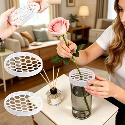 4Pcs Reusable Silicone Vase Grid Insert DIY Flower Arrangement Holder for Home Wedding Floral Table Decor