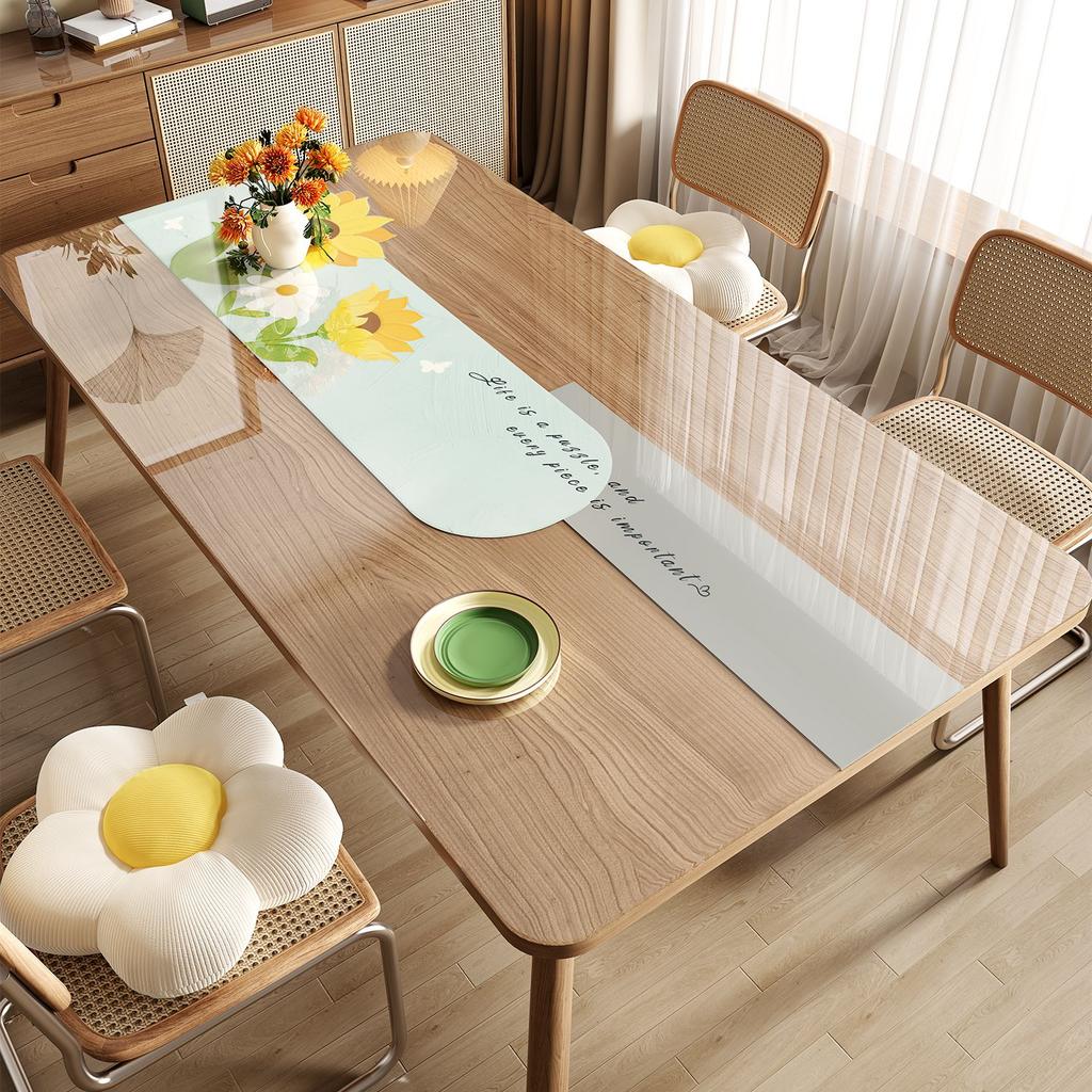 Weiche Glas-Tischmatte—Verdickt, Fettbeständig, Wasserbeständig, Hitzebeständig, Waschfreie PVC-Tischdecke—Transparente Esstischmatte